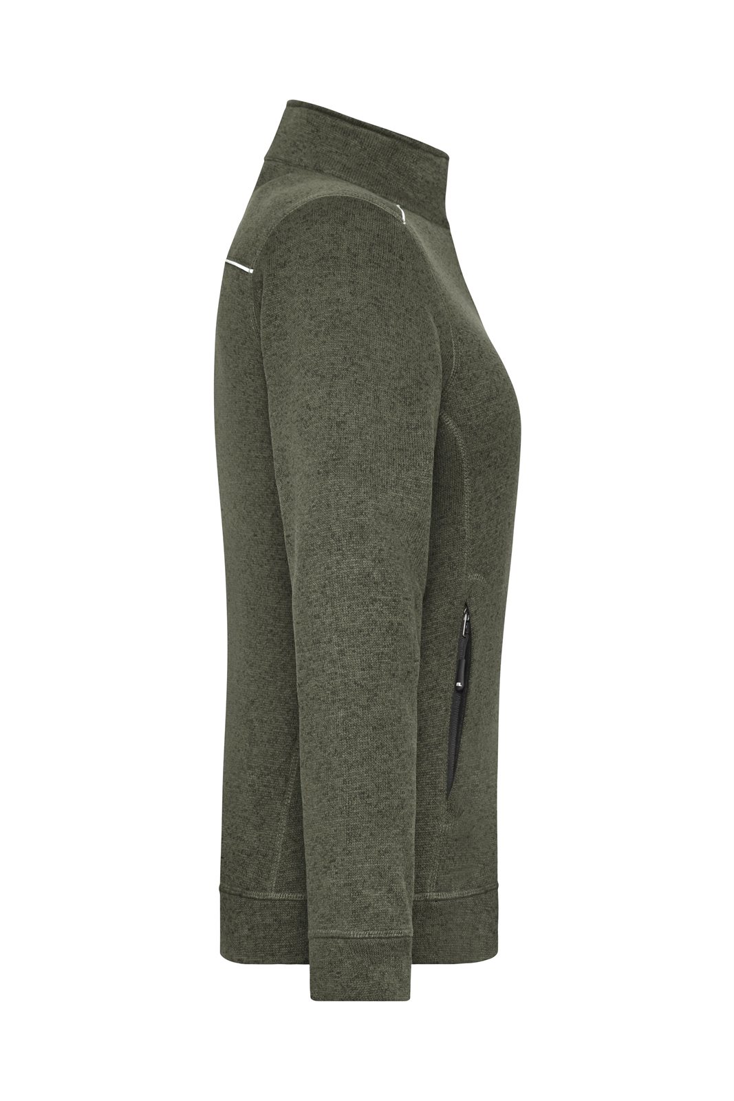 Jacke Damen Grün/Oliv/Schwarz – Ladies' Knitted Workwear Fleece Jacket - SOLID -, Detailansicht