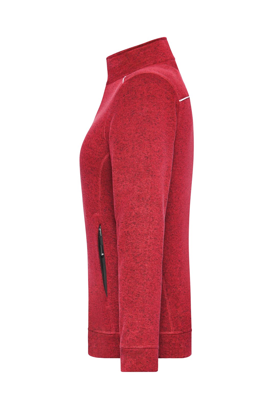 Jacke Damen Rot/Schwarz – Ladies' Knitted Workwear Fleece Jacket - SOLID -, Detailansicht