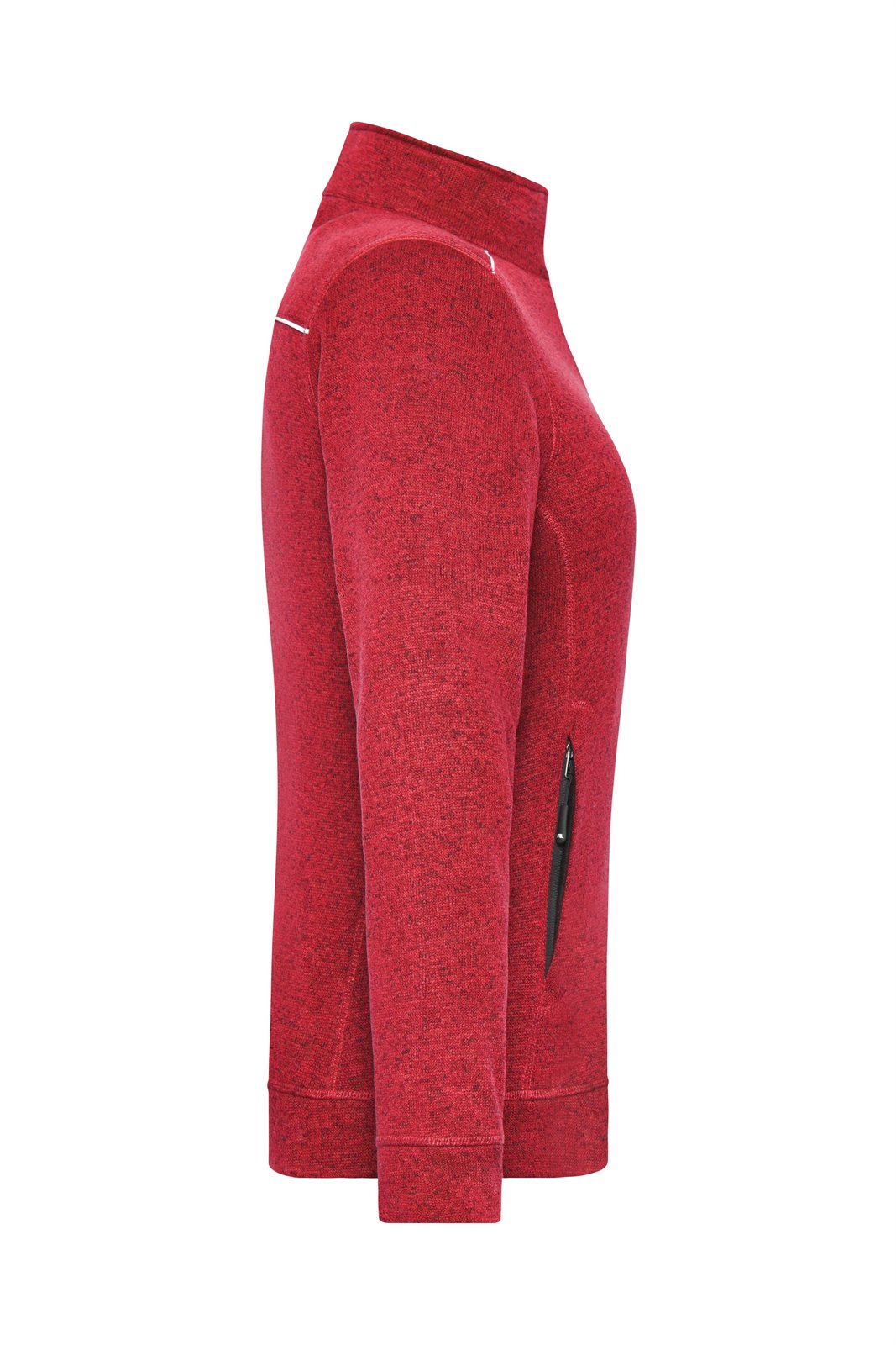 Jacke Damen Rot/Schwarz – Ladies' Knitted Workwear Fleece Jacket - SOLID -, Detailansicht