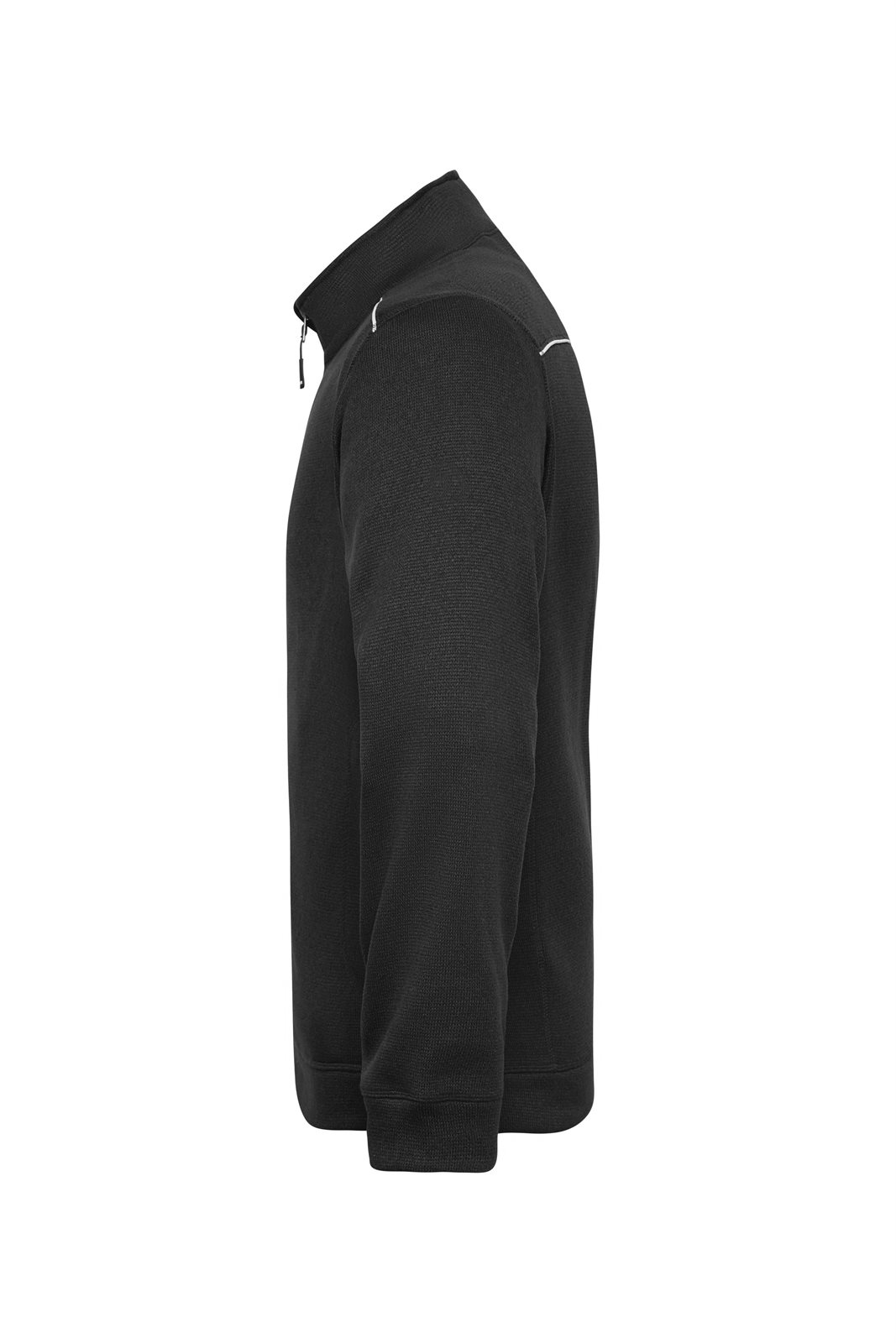 Jacke Herren Schwarz – Men's Knitted Workwear Fleece Jacket - SOLID -, Detailansicht