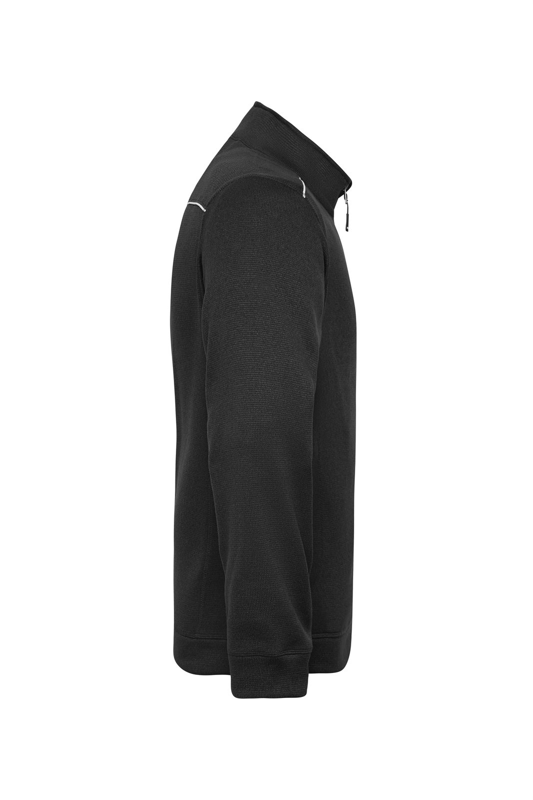 Jacke Herren Schwarz – Men's Knitted Workwear Fleece Jacket - SOLID -, Detailansicht