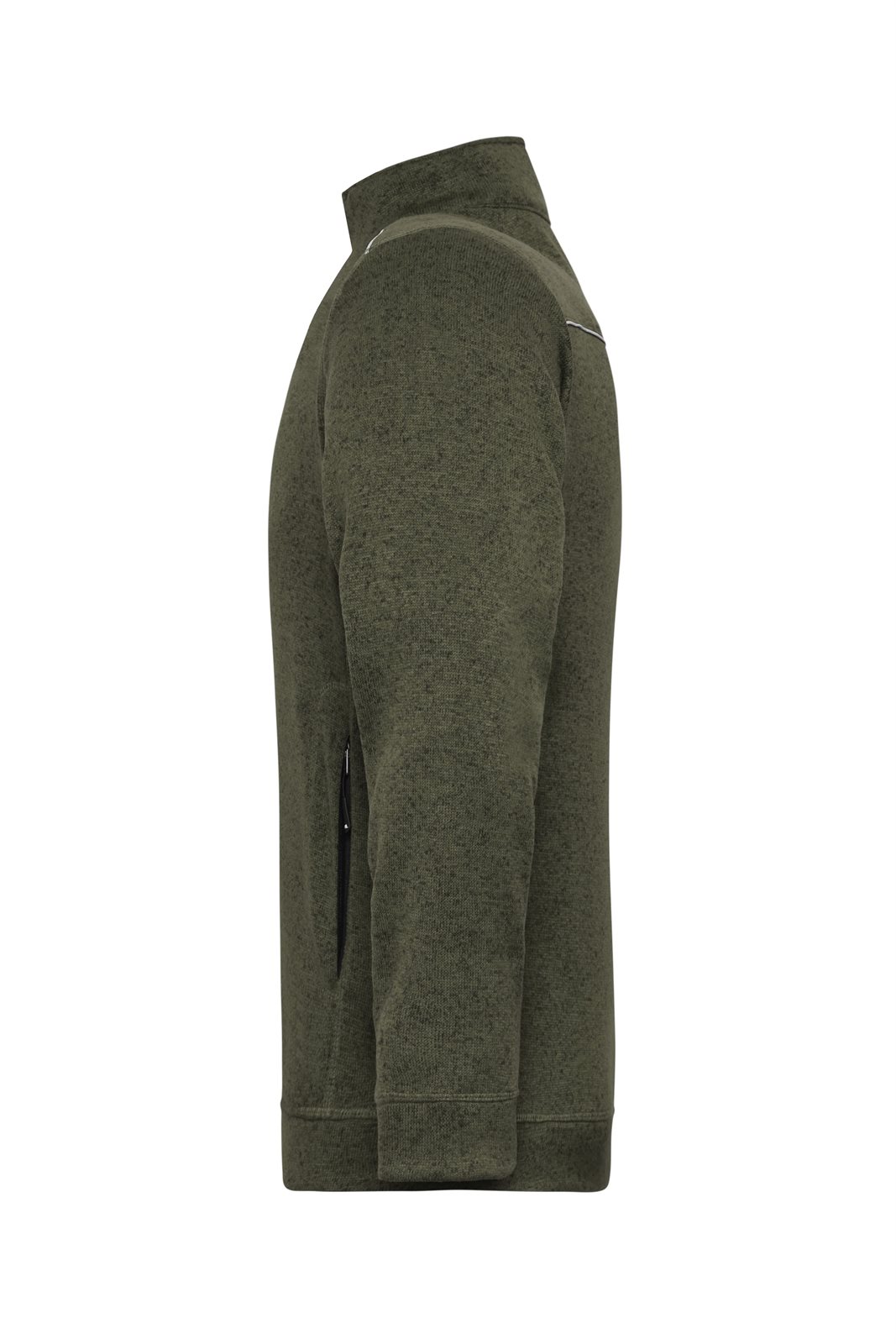 Jacke Herren Grün/Oliv/Schwarz – Men's Knitted Workwear Fleece Jacket - SOLID -, Detailansicht