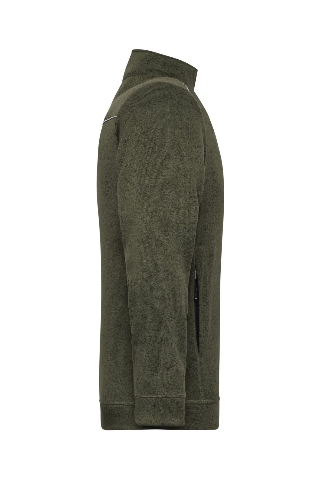 Jacke Herren Grün/Oliv/Schwarz – Men's Knitted Workwear Fleece Jacket - SOLID -, Detailansicht