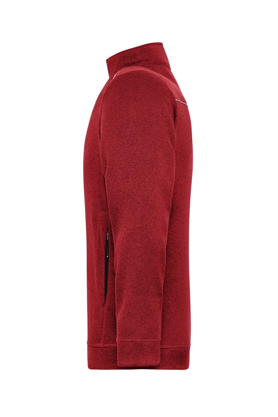 Jacke Herren Rot/Schwarz – Men's Knitted Workwear Fleece Jacket - SOLID -, Detailansicht