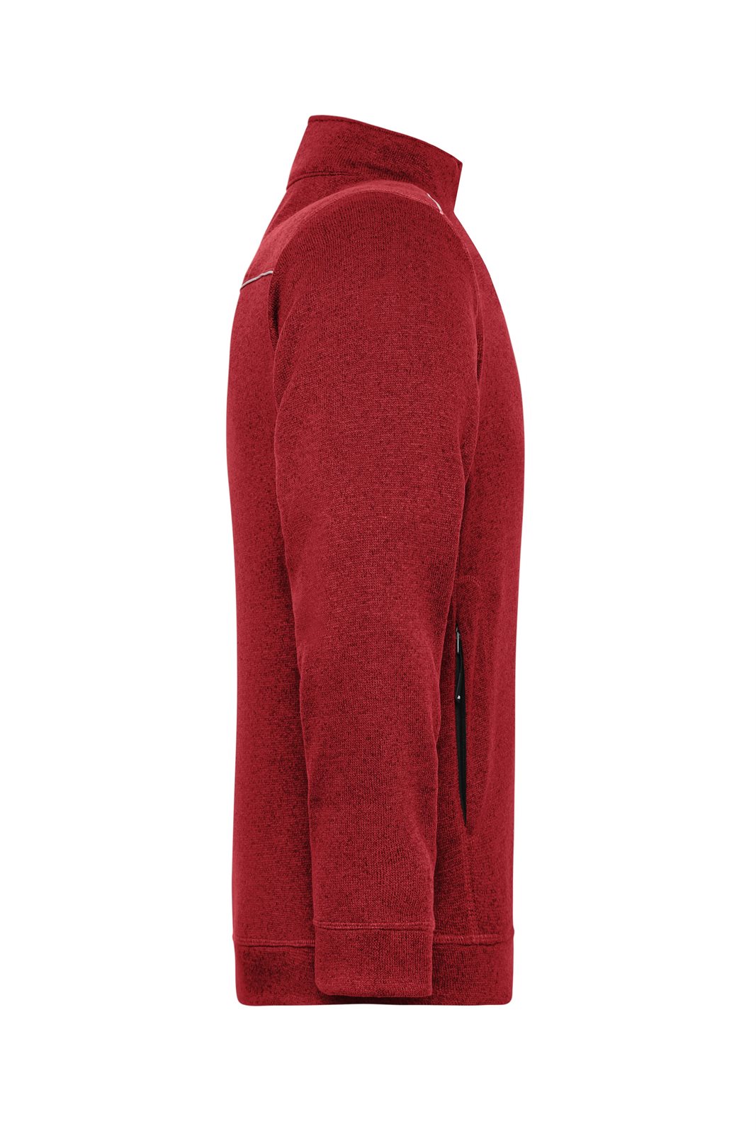 Jacke Herren Rot/Schwarz – Men's Knitted Workwear Fleece Jacket - SOLID -, Detailansicht