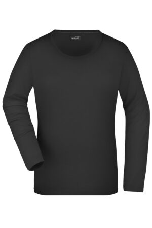 Pullover Damen Schwarz – Ladies' Stretch Shirt Long-Sleeved