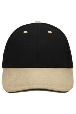 Cap Unisex Blau/Braun – 6 Panel Sandwich Cap