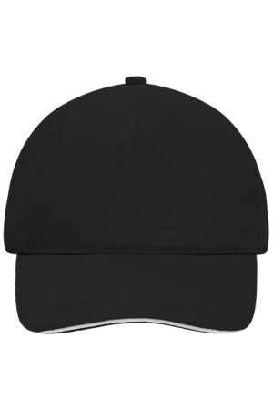 Cap Unisex Weiß/Schwarz – 5 Panel Sandwich Cap