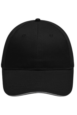 Cap Unisex Schwarz/Grau – 6 Panel Brushed Sandwich Cap