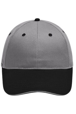 Cap Unisex Schwarz/Grau – 6 Panel Brushed Sandwich Cap