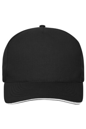 Cap Unisex Weiß/Schwarz – 5 Panel Sandwich Cap Organic Cotton