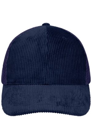 Cap Unisex Schwarz – 6 Panel Corduroy-Mesh Cap Organic Cotton