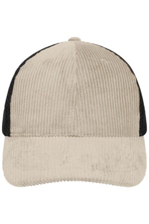 Cap Unisex Schwarz – 6 Panel Corduroy-Mesh Cap Organic Cotton