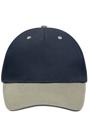 Cap Unisex Blau/Braun – 5 Panel Sandwich Cap