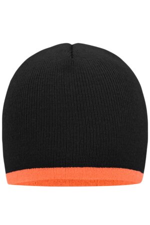 Mütze Unisex Schwarz/Orange – Beanie with Contrasting Border