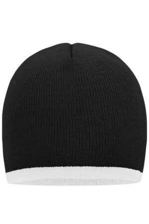 Mütze Unisex Schwarz/Orange – Beanie with Contrasting Border