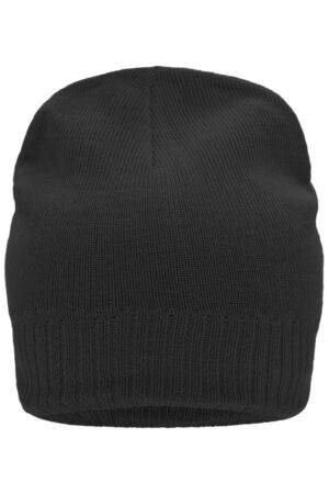 Mütze Unisex Schwarz – Knitted Beanie with Fleece Inset