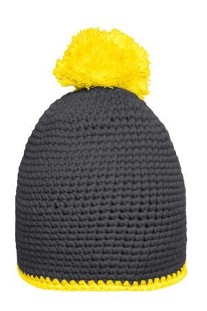 Mütze Unisex Schwarz/Grau – Pompon Hat with Contrast Stripe