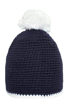 Mütze Unisex Schwarz/Grau – Pompon Hat with Contrast Stripe