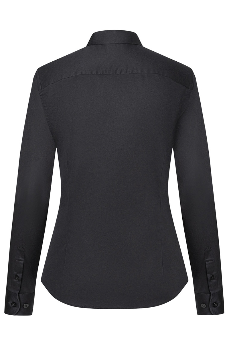 Bluse Damen Schwarz – Langarm Damenbluse Active-Stretch in Slim-Fit, Detailansicht