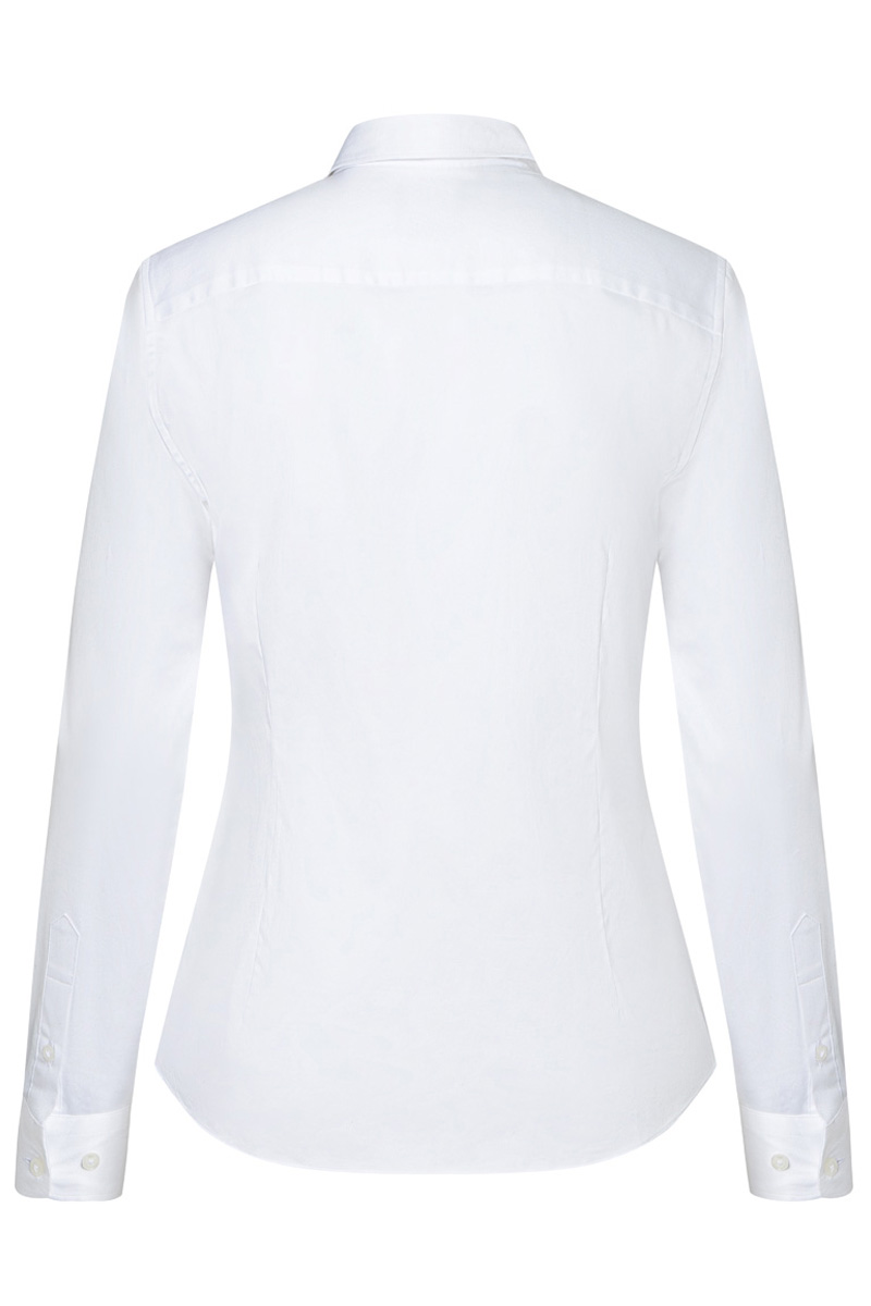 Bluse Damen Weiß – Langarm Damenbluse Active-Stretch in Slim-Fit, Detailansicht
