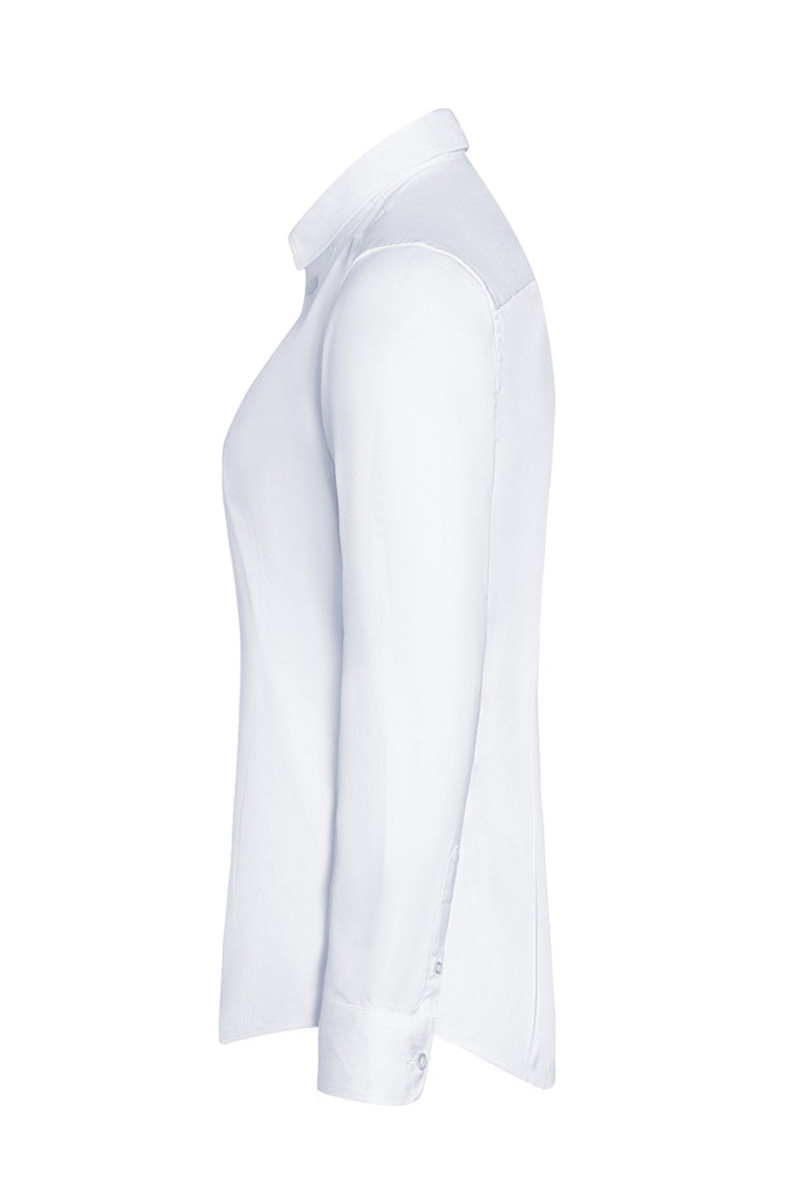 Bluse Damen Weiß – Langarm Damenbluse Active-Stretch in Slim-Fit, Detailansicht