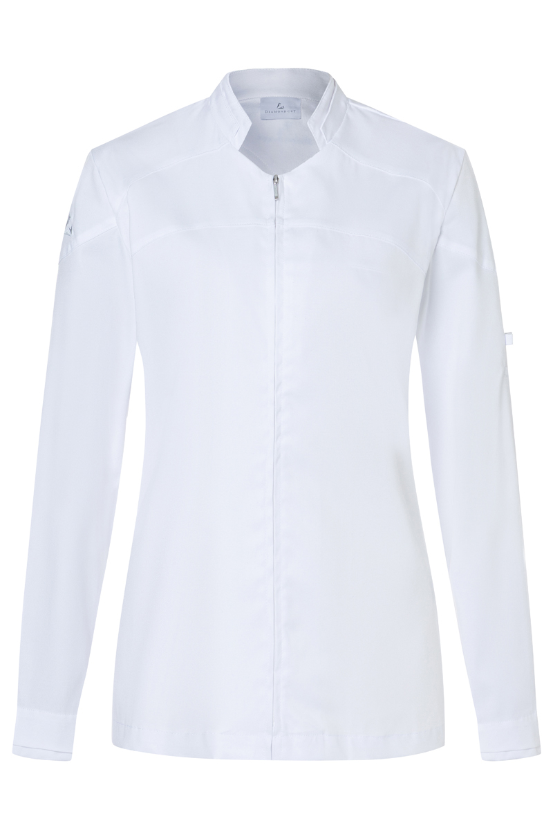 Kochjacke Damen Weiß – Langarm Damenkochjacke DIAMOND CUT® Excellence, Detailansicht