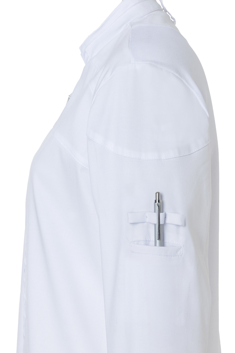 Kochjacke Damen Weiß – Langarm Damenkochjacke DIAMOND CUT® Excellence, Detailansicht