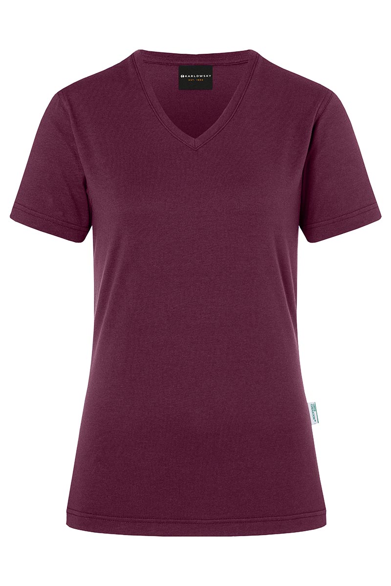 T-Shirt Damen Aubergine – Damen Workwear T-Shirt Casual-Flair, Detailansicht