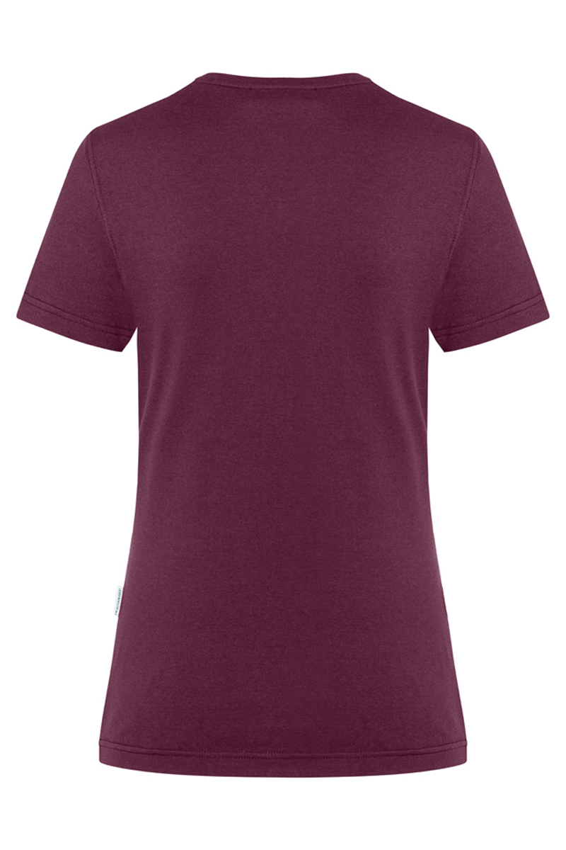 T-Shirt Damen Aubergine – Damen Workwear T-Shirt Casual-Flair, Detailansicht