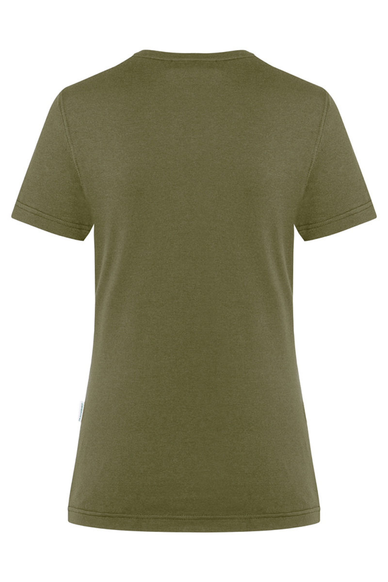 T-Shirt Damen Moosgrün – Damen Workwear T-Shirt Casual-Flair, Detailansicht