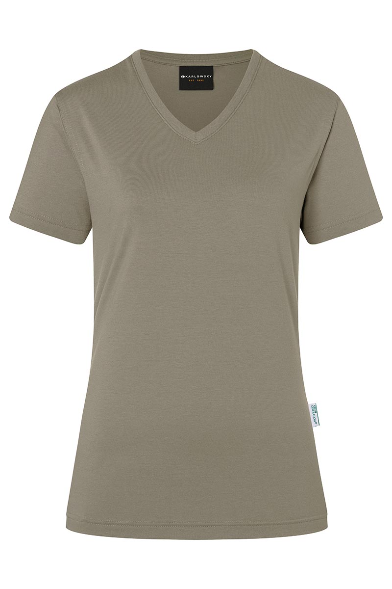 T-Shirt Damen Salbei – Damen Workwear T-Shirt Casual-Flair, Detailansicht