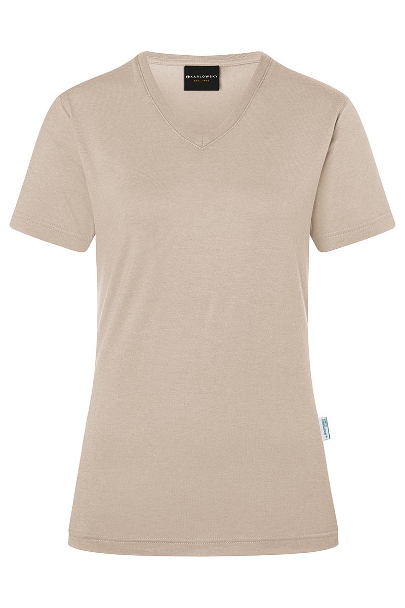 T-Shirt Damen Sand – Damen Workwear T-Shirt Casual-Flair, Detailansicht