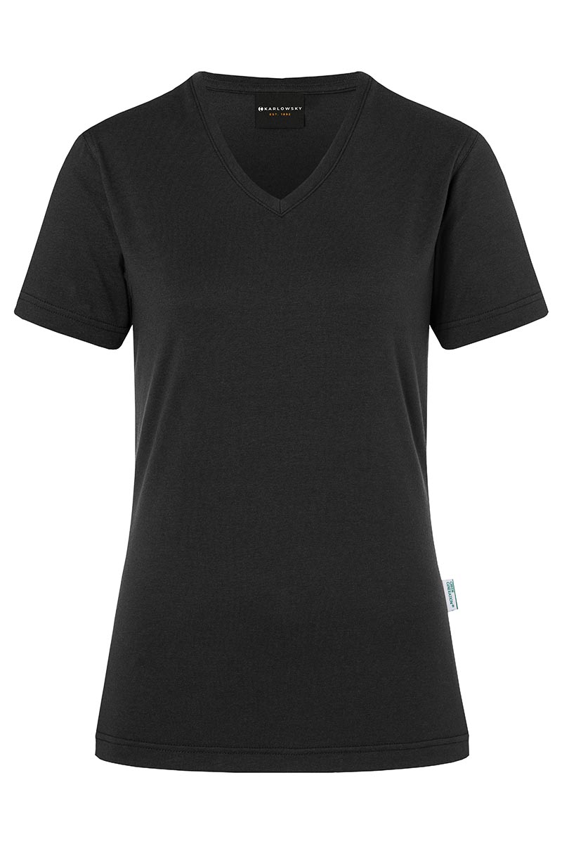T-Shirt Damen Schwarz – Damen Workwear T-Shirt Casual-Flair, Detailansicht