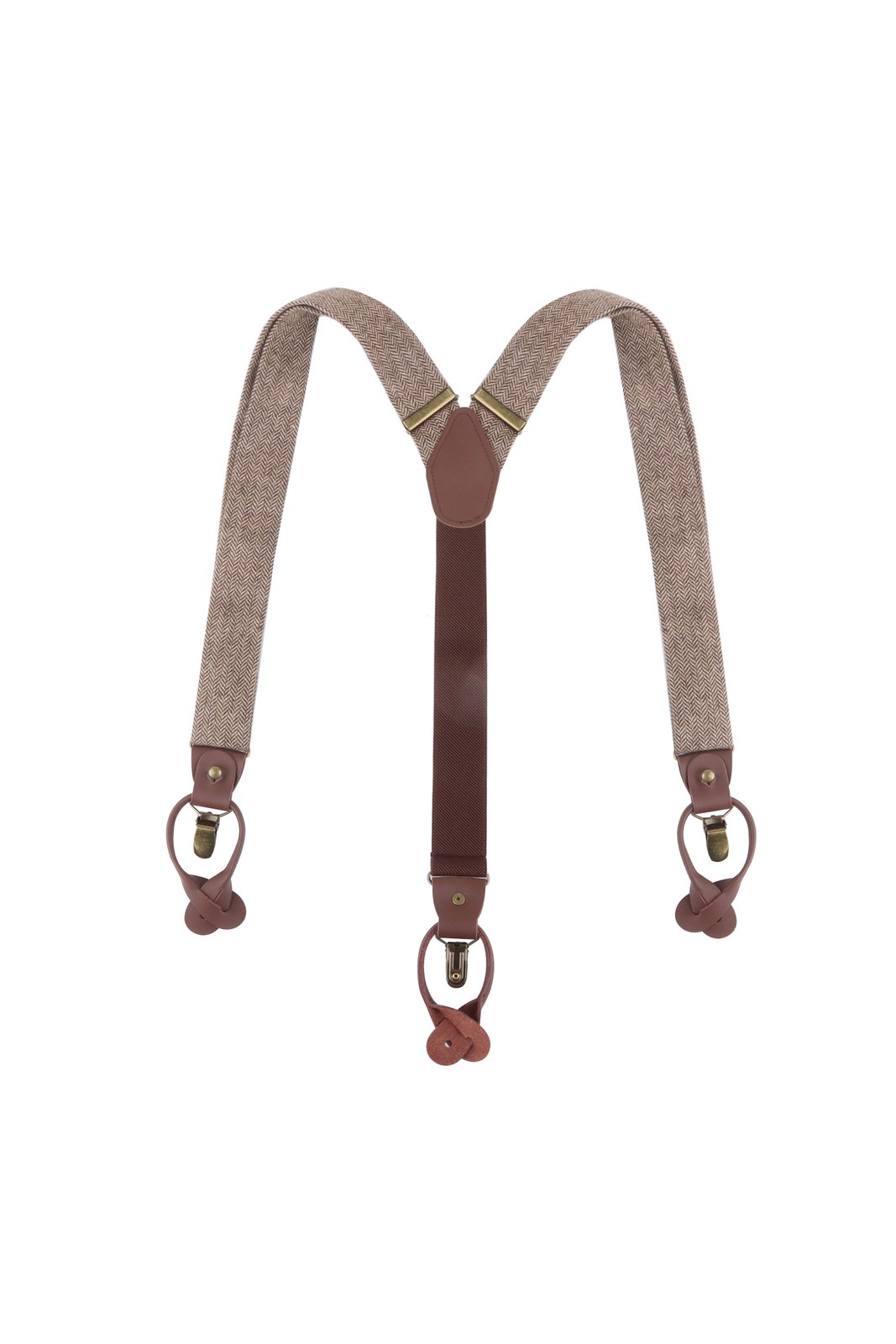 Hosenträger Unisex Hellbraun – Hosenträger Urban-Herringbone, Detailansicht
