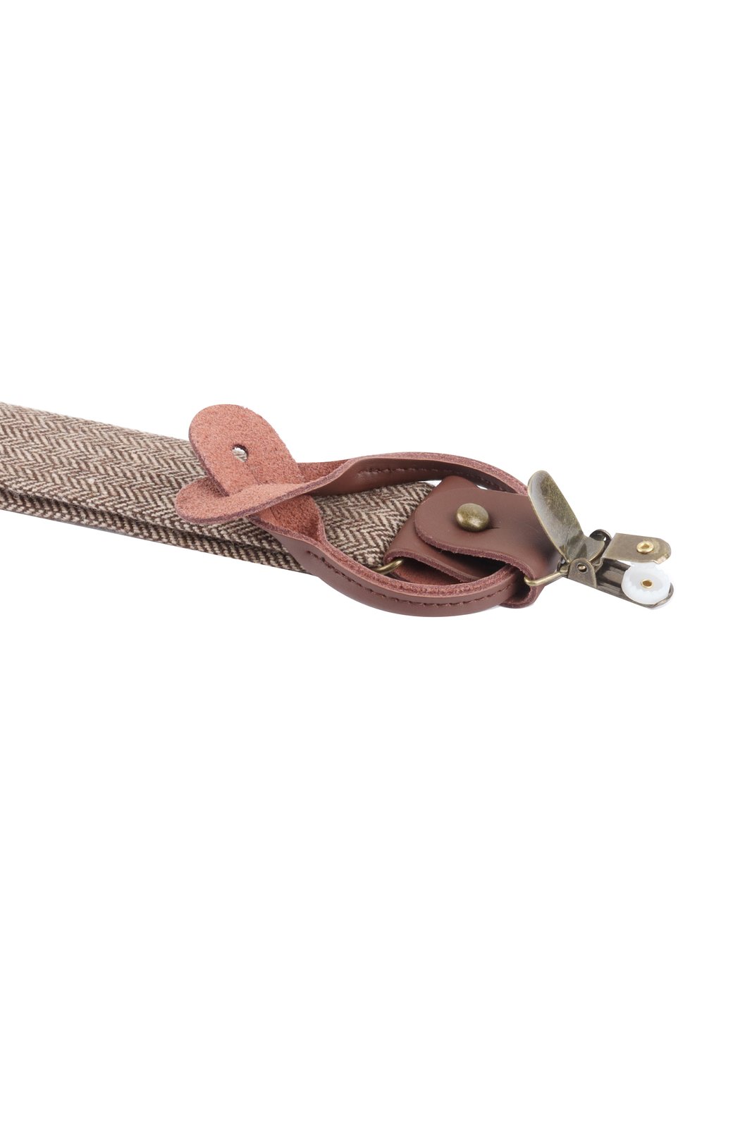 Hosenträger Unisex Hellbraun – Hosenträger Urban-Herringbone, Detailansicht