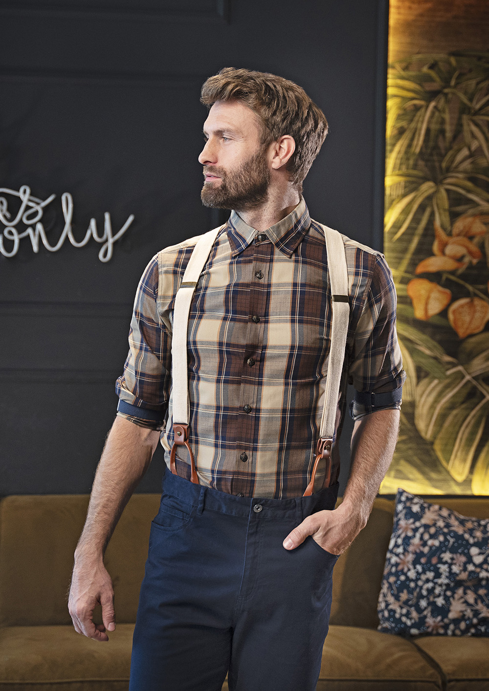 Hosenträger Unisex Sand – Hosenträger Urban-Herringbone
