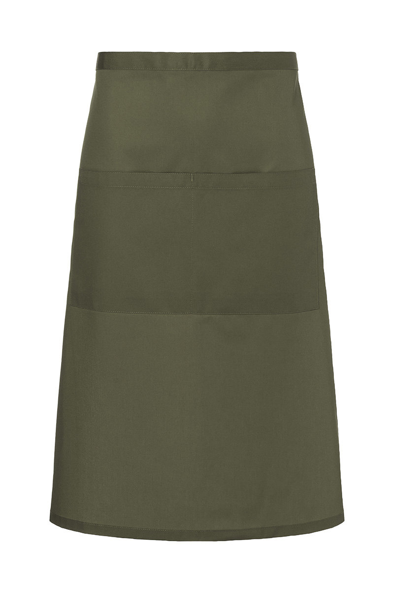 Bistroschürze Unisex Moosgrün – XXL-Bistroschürze Basic in Übergröße mit Tasche