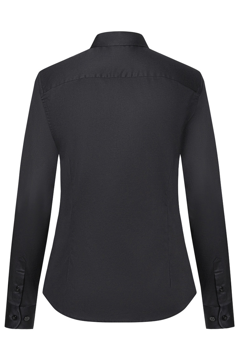 Bluse Damen Schwarz – Langarm Damenbluse Active-Stretch in Modern-Fit, Detailansicht