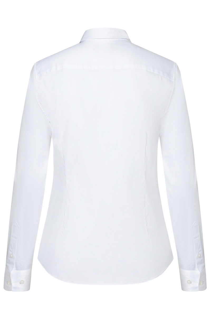 Bluse Damen Weiß – Langarm Damenbluse Active-Stretch in Modern-Fit, Detailansicht