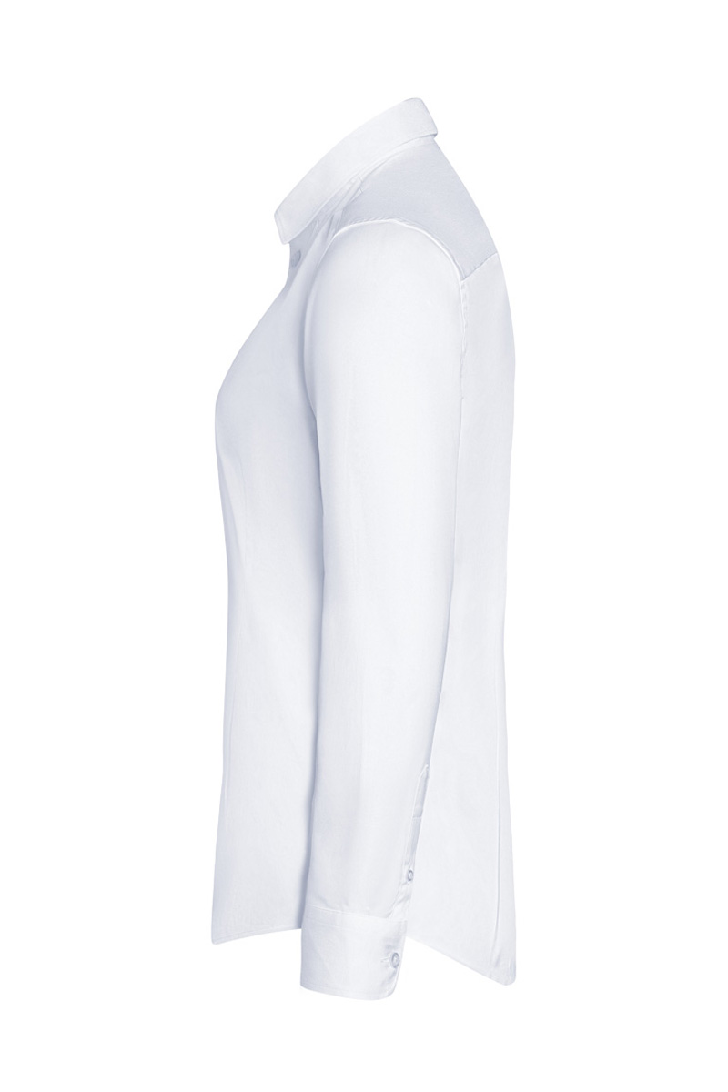Bluse Damen Weiß – Langarm Damenbluse Active-Stretch in Modern-Fit, Detailansicht