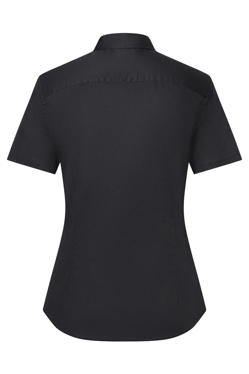 Bluse Damen Schwarz – Kurzarm Damenbluse Active-Stretch in Slim-Fit, Detailansicht