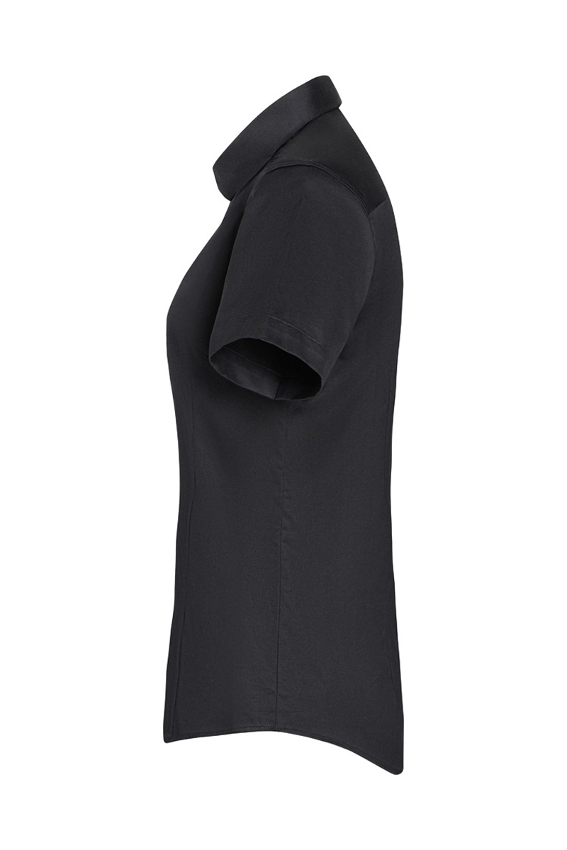 Bluse Damen Schwarz – Kurzarm Damenbluse Active-Stretch in Slim-Fit, Detailansicht