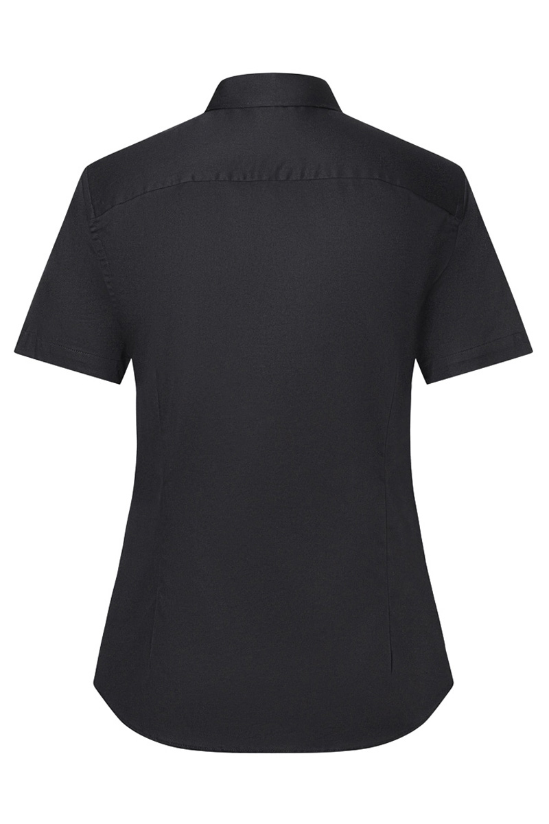 Bluse Damen Schwarz – Kurzarm Damenbluse Active-Stretch in Modern-Fit, Detailansicht