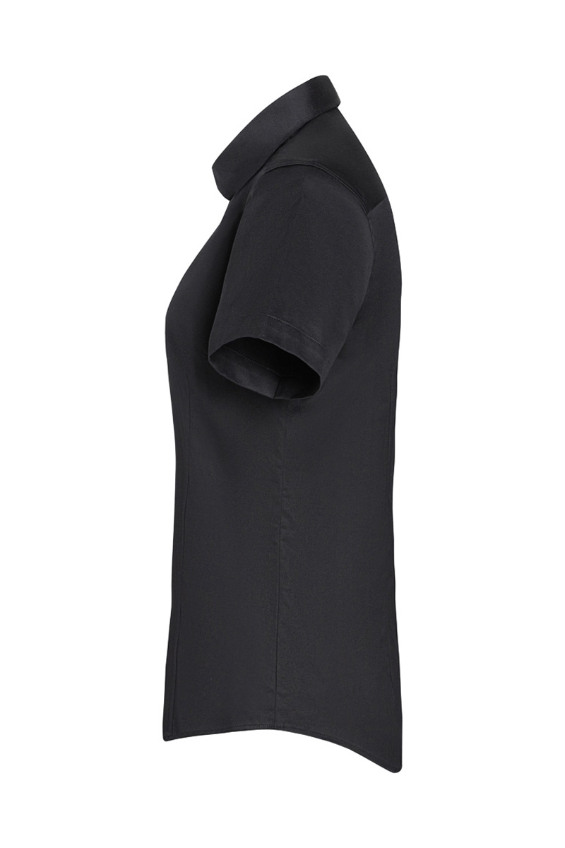 Bluse Damen Schwarz – Kurzarm Damenbluse Active-Stretch in Modern-Fit, Detailansicht