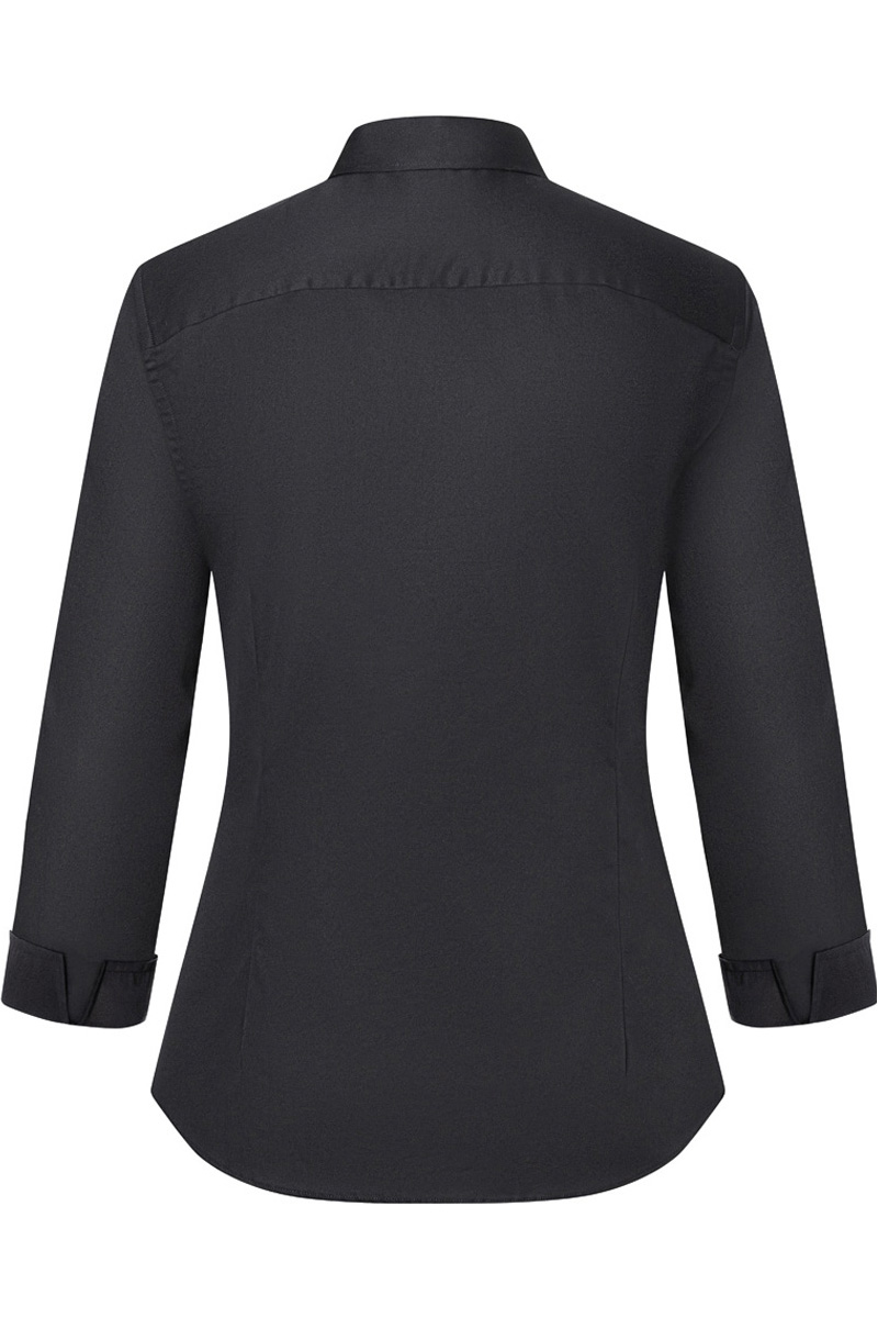 Bluse Damen Schwarz – Damenbluse Active-Stretch mit 3/4-Ärmeln in Slim-Fit, Detailansicht