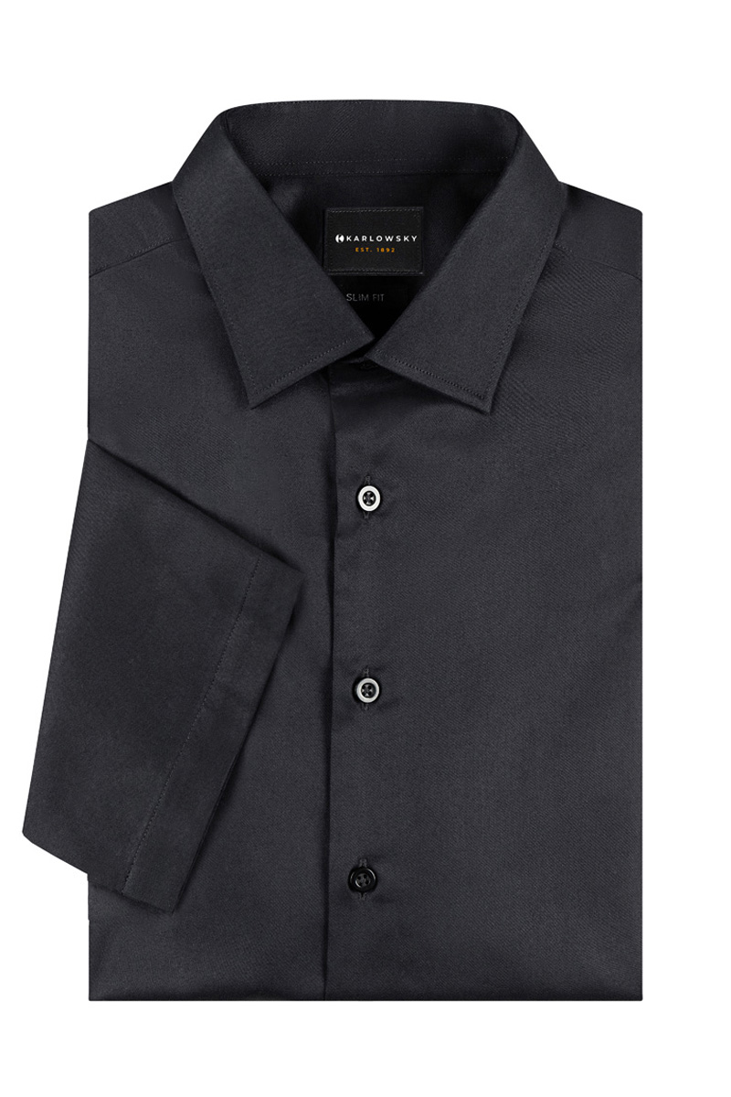 Bluse Damen Schwarz – Damenbluse Active-Stretch mit 3/4-Ärmeln in Slim-Fit, Detailansicht