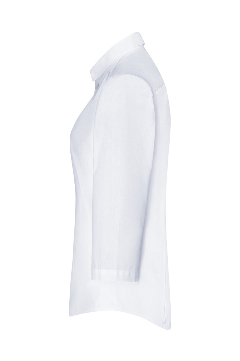 Bluse Damen Weiß – Damenbluse Active-Stretch mit 3/4-Ärmeln in Slim-Fit, Detailansicht