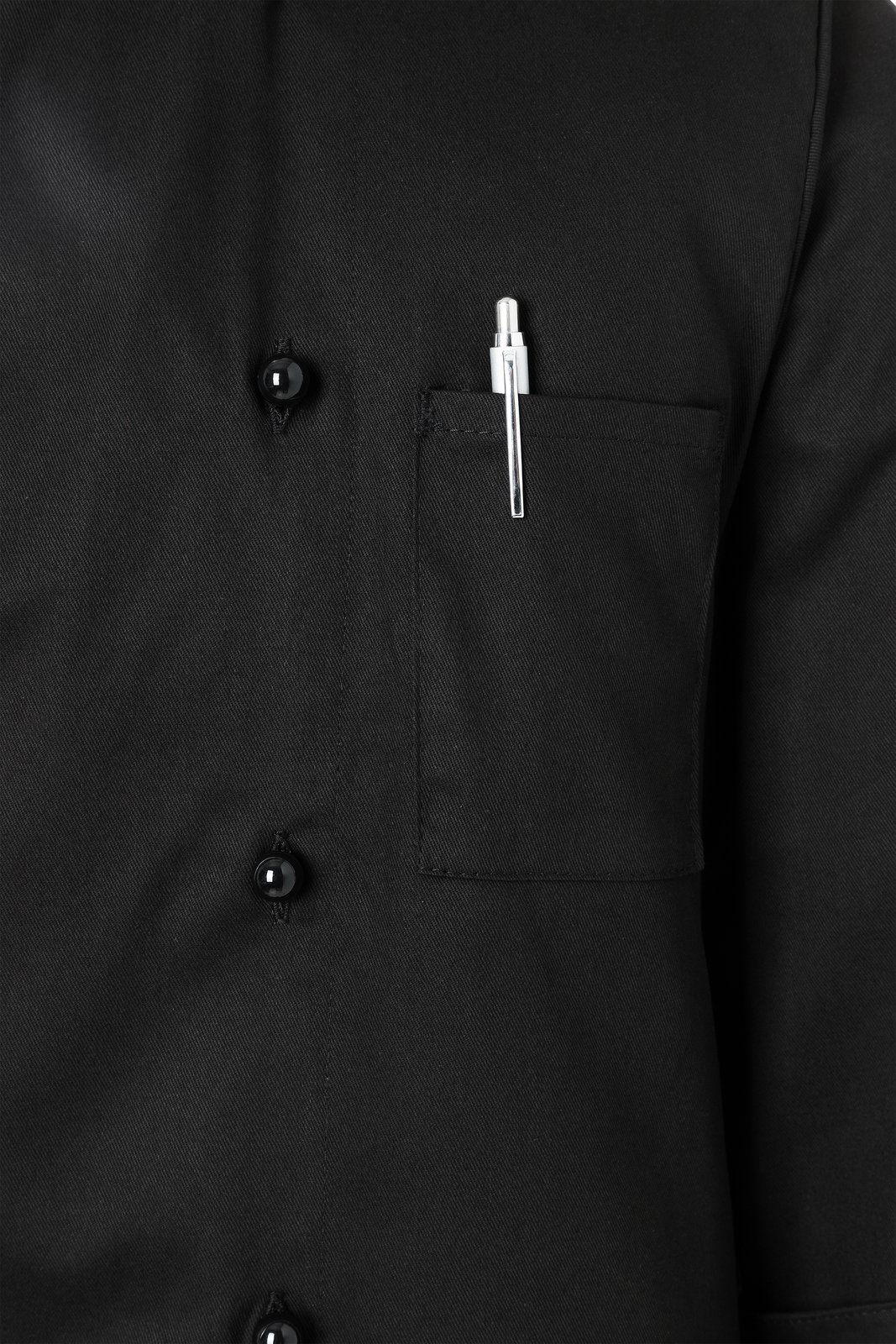 Kochjacke Herren Schwarz – Kochjacke Basic, Detailansicht