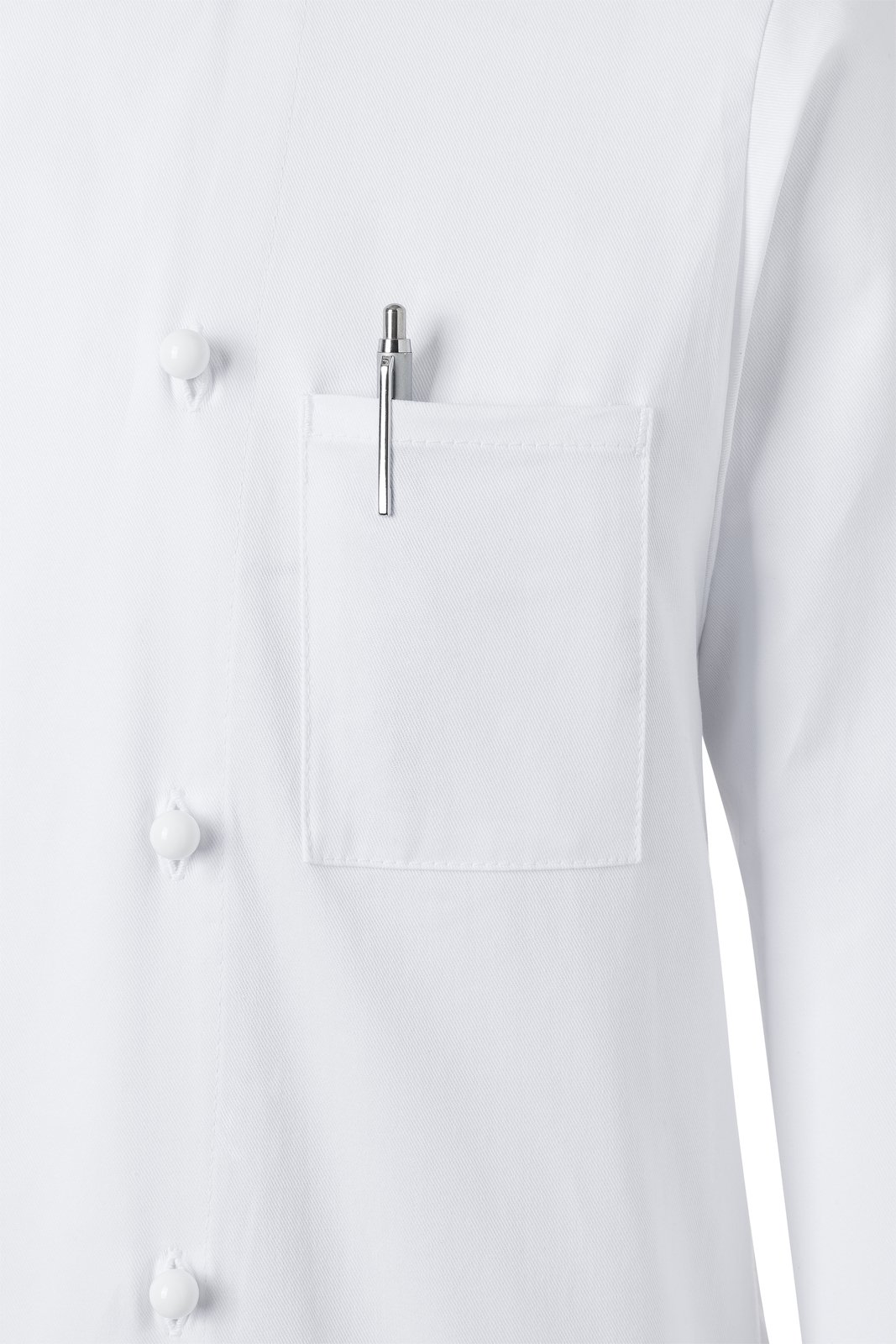 Kochjacke Herren Weiß – Kochjacke Basic, Detailansicht